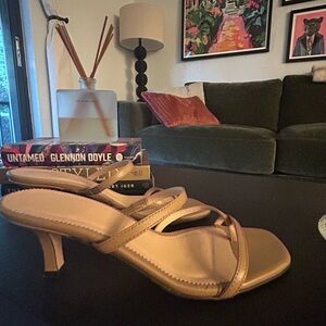 Nude Leather Kitten Heel Sandals